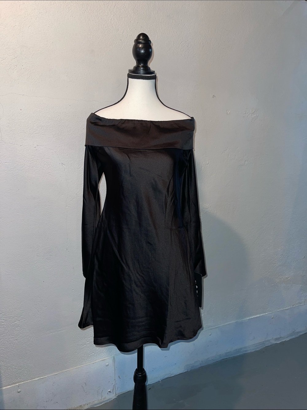 Lulus "Luxurious Vision" Satin Off-the-Shoulder Mini Dress